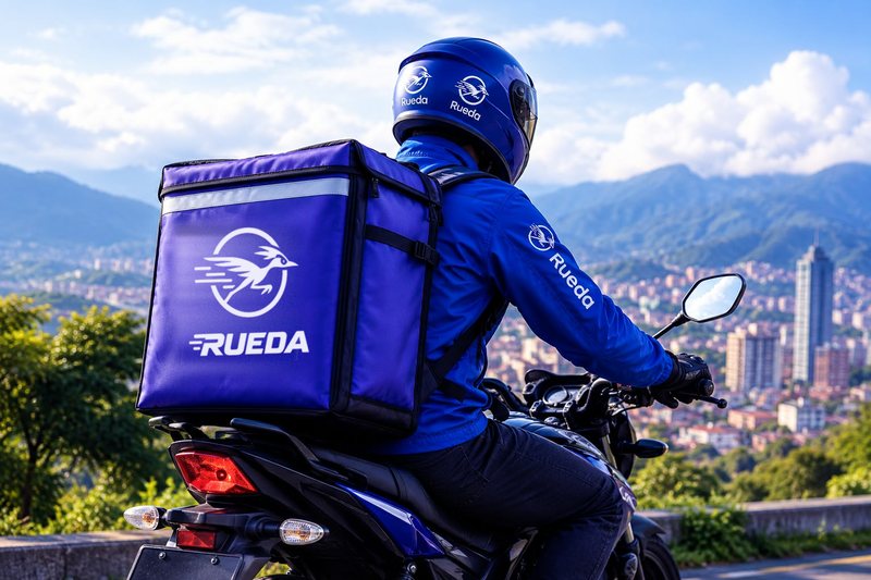 Mensajero de Rueda en su moto